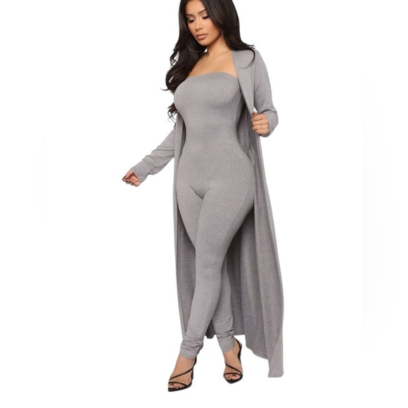 Fashion Nova Pants - Fashion Nova .  Gray Jumpsuit
